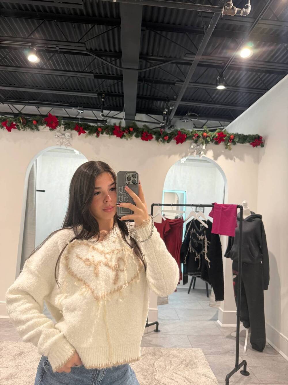 NEW GUIZIO heart sweater in white